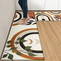 Kitchen Mats for Floor 2 PCS, Anti Fatigue Mat Set, Boho Cushioned Non Slip Waterproof Kitchen Rugs, Wipe Clean PVC Leather Runner for Sink, Laundry, Office, 17"x47"+17"x29", Orange