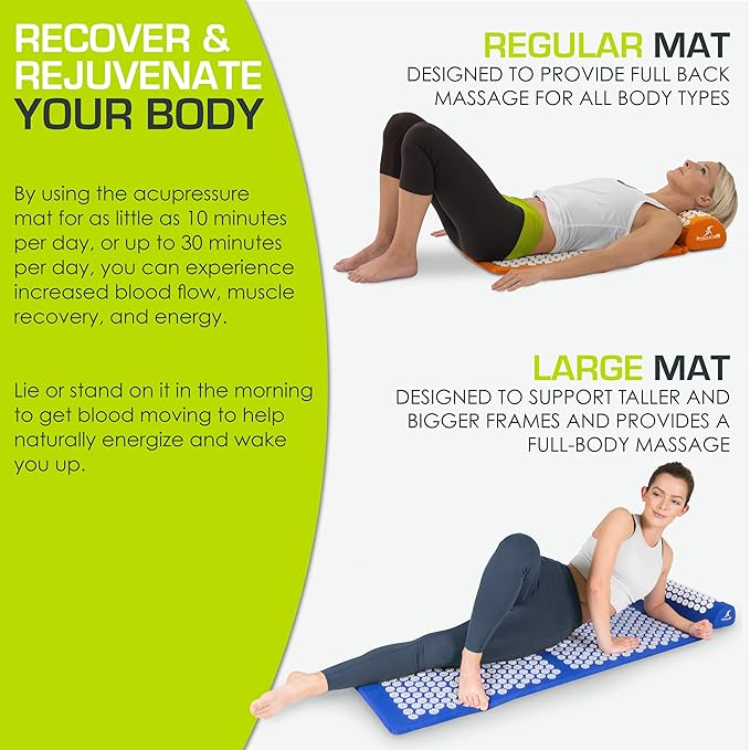 ProsourceFit Acupressure Mat and Pillow Set for Back/Neck Pain Relief and Muscle Relaxation