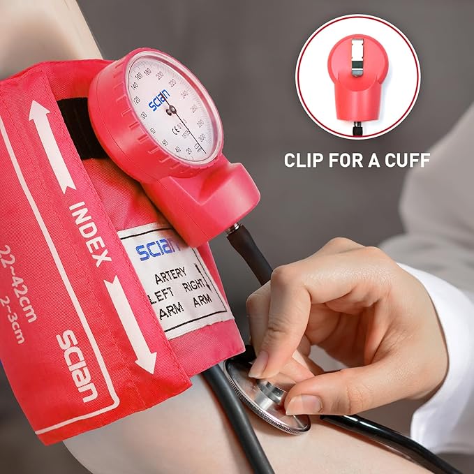 Scian Sphygmomanometer - Manual Blood Pressure Cuff with D-Ring Bp Cuff 10-16", Come with Carrying Bag for Nurse Doctor Senior Adult(Red, Stethoscope Not Included)