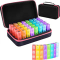 WEEOATAR Month Pill Box Organizer Medicine Planner Pill Dispenser, 3 Times a Day, Easy to Use with Zippers, Medical Supplies with Individual Compartments for Vitamin, Fish Oil, Supplements (Red)
