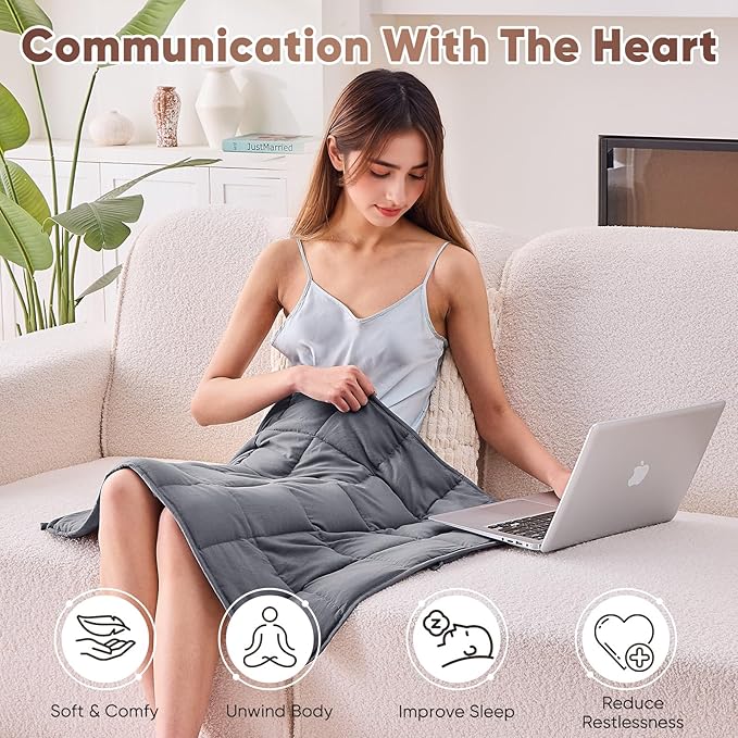 Weighted Lap Blanket for Adults 5lbs, 29"x33" Cooling Heavy Throw Blanket, Portable Travel Weighted Blankets, Soft Small Blankets Gift for Sleeping, Grey