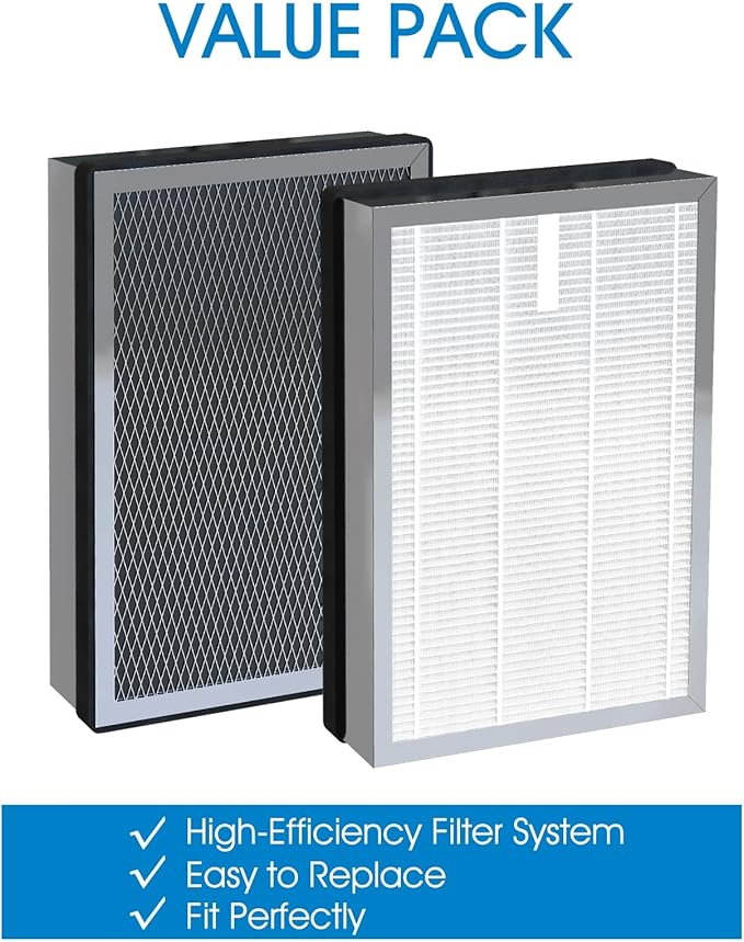 Replacement Filters Compatible with 25 B1/S1/W1 Air Purifier, 8 Pack, 3-in-1 True Hepa and Activated Carbon Filter
