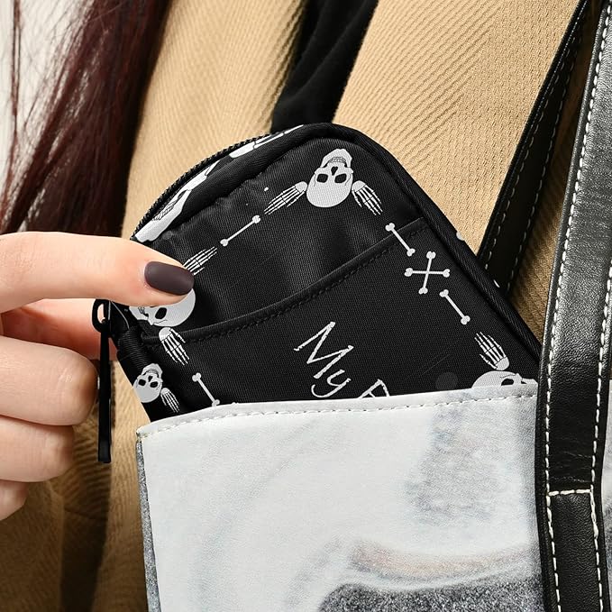 Halloween My Pill Box 7 Day Skull Pill Case Travel Pill Organizer Bag with Zipper Portable Weekly Case Compact Size for Vitamin Supplement Holder