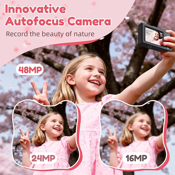 Digital Camera, FHD 4K Digital Point and Shoot Camera with 16X Zoom Anti Shake, 48MP Compact Small Camera with 32GB Card for Boys Girls Kids