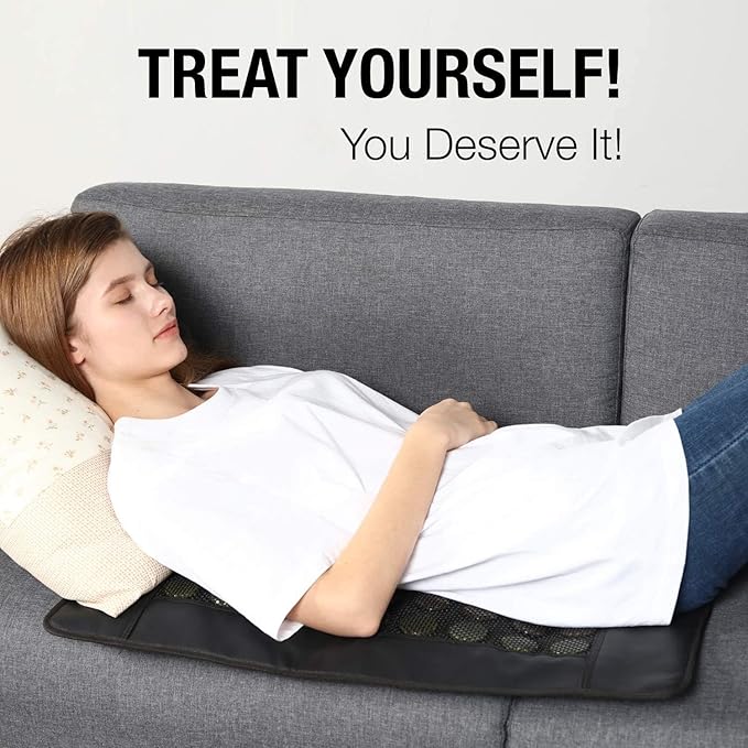 Far Infrared Heating Pad with Natural Jade and Tourmaline Stones - EMF-Free FIR Heat Mat for Back, Shoulder Comfort - Smart Memory Controller, Auto Shut-Off, Travel Bag (26" x 16.5") 2025Upgraded