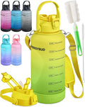 1 Gallon Water Bottle with 128 oz Capacity - Motivational Time Markers for Daily Hydration Goals - Leakproof BPA Free Tritan with Removable Straw