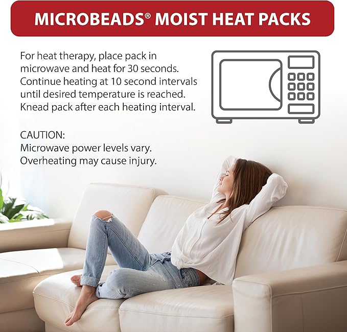 Core Products MicroBeads Moist Heat Therapy Microwave Pack 5" X 12" | Small Reusable Moist Heat Pad with Soft Fabric and Heating Beads