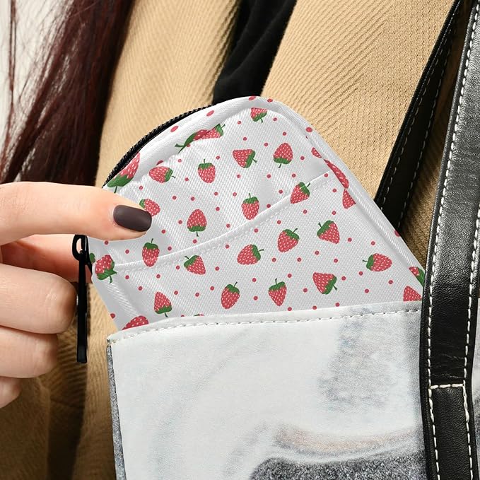 Strawberry Fruit Pill Box 7 Day Pill Case Travel Pill Organizer Bag with Zipper Portable Weekly Vitamin Medicine Supplement Holder Pouch Bag