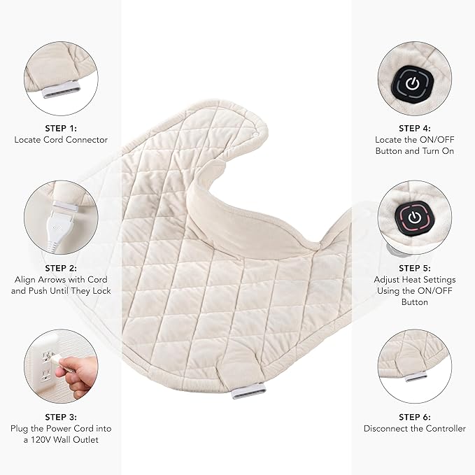 Berkshire Weighted Heating Pad – Faux Suede Fleece Electric Heat Pad for Neck, Shoulder & Back Pain Relief, 4 Heat Settings, Auto Shut-Off, Therapeutic Warmth, Cream, 23" x 15.3"
