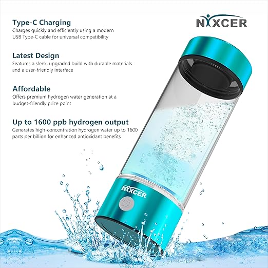 Hydrogen Water Bottle Generator - 3 Min SPE PEM Tech, 2026 Model, 420ML Portable Hydrogen Water Machine for Travel, Wellness & Recovery, Ideal for Kids, Men & Women (Turquoise)
