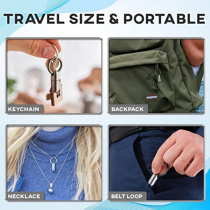 Titanium Keychain Pill Holder, Small Waterproof Pill Case Container w/Convenient Carabiner Clip, High-Grade Mini Metal Medicine Organizer, Airtight & Portable for Travel/Daily Medication by Boxsik