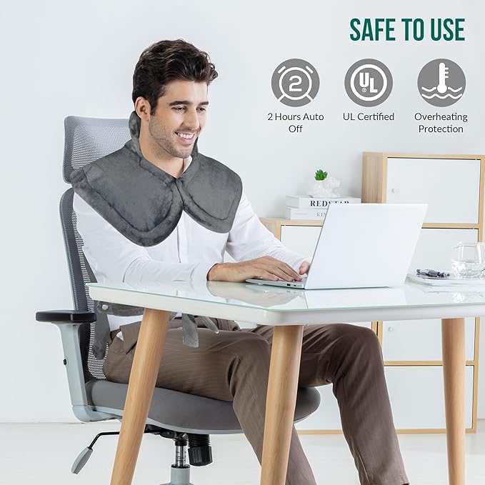 Snailax Heating Pad for Neck and Shoulders and Back, Large Heating Pad for Neck and Shoulders, Electric Heated Wrap, 6 Heat Settings & Auto Shut Off, Washable,Gifts