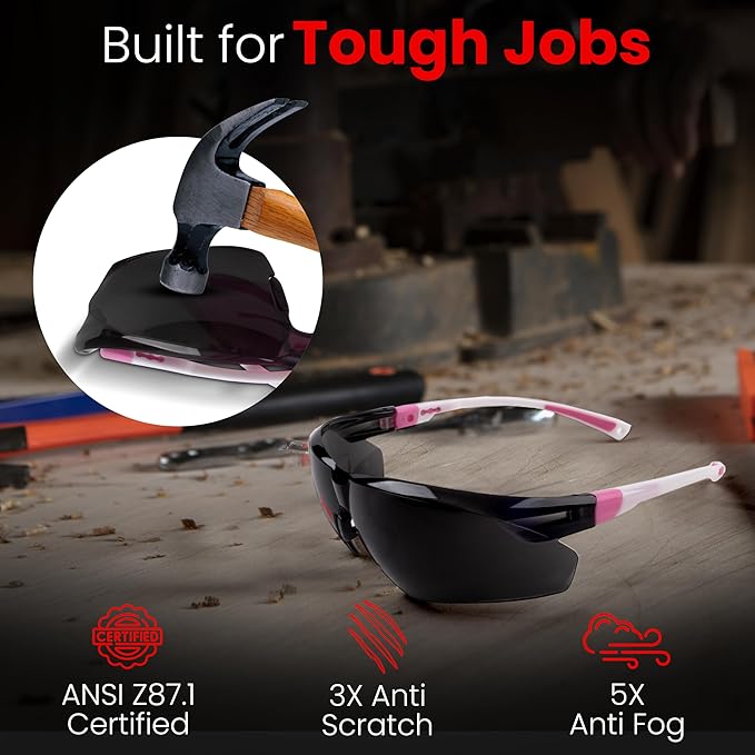 Safety Glasses – ANSI Z87 Certified, 5X Anti-Fog ClearShield™ Lenses with Premium Hard Case & Accessory Bundle
