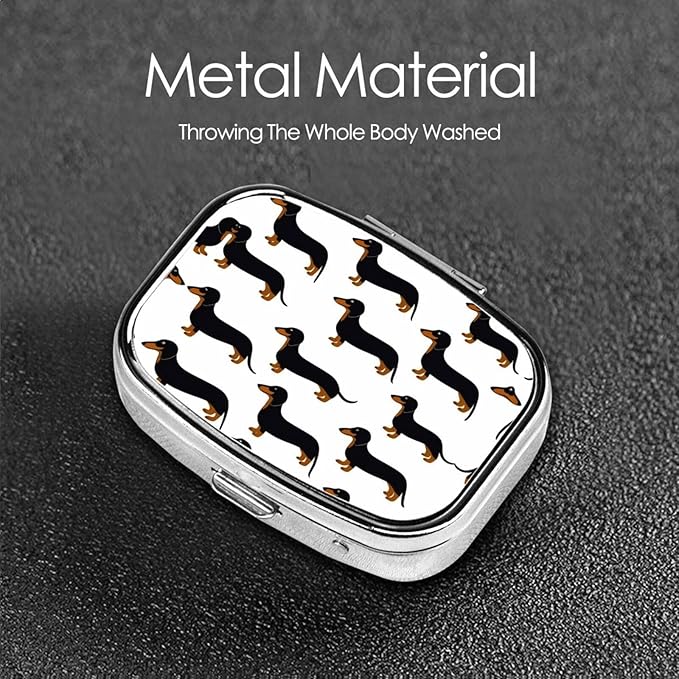 Small Pill Case Wiener Dog Dachshund Pet Dogs, Travel Pill Organizer Pill Box Portable Medicine Organizer, Cute Pill Holder Container for Vitamin, Fish Oil