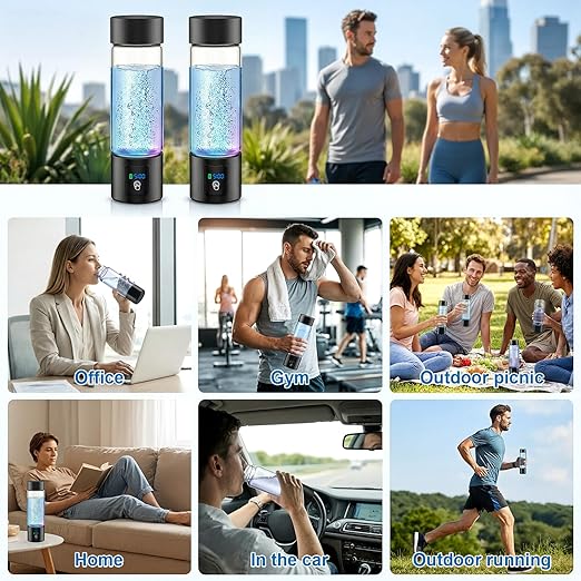 Hydrogen Water Bottle Generator with Display - 5-Min 3000PPB+ Nano Bubble H2 Infusion - pH7.8 Alkaline Water, 460ml Leak-Proof Design with Type-C Charging, Suitable for Fitness, Outdoor and Office Use