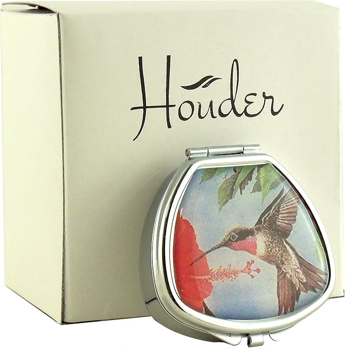 Designer Pill Box by Houder - Decorative Pill Case with Gift Box - Carry Your Meds in Style (Hummingbird)
