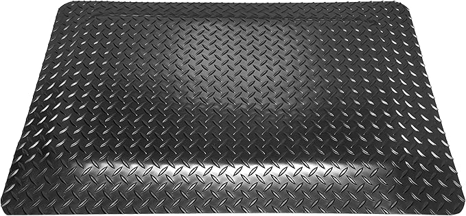 American Classic Diamond Plate Anti-Fatigue Mat – Closed-Cell Polymeric Sponge Base – Industrial Grade, Beveled Safety Edges, 9/16" or 1" Thick – Made in USA (Black, 4'x5'x9/16)