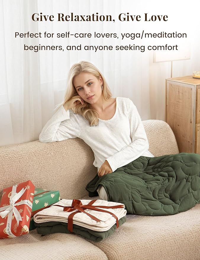 ZonLi Weighted Lap Blanket 5lbs for Meditation, Yoga, Napping, Sleeping and Travel, Cotton Weighted Blanket for Adults,Skin Friendly & Machine Washable, 29x24 inches, Forest Green