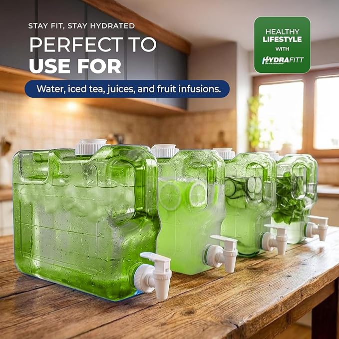 Refrigerator Water Dispenser 1.1 Gallon – Leak-Proof Slim Fridge Water Container with Spigot – BPA-Free Refillable Water Jug (Lime Green)