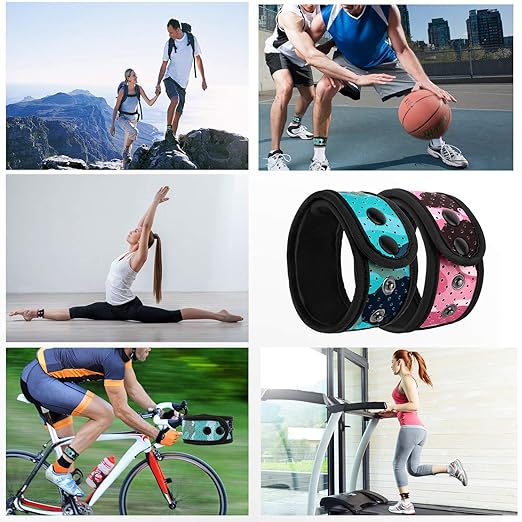 MoKo Sweatproof Ankle Strap Fit Fitbit Luxe/Inspire 2/Inspire/Inspire HR/Charge 5/4/3/2/Alta/Alta HR/Flex/Flex 2/Vivosmart HR, 2 Pack Adjustable Fitness Tracker Ankle Band with Mesh Pouch,Blue + Pink