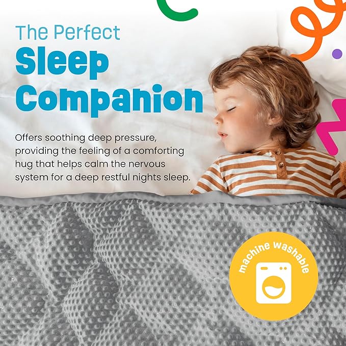 5lb Child's Weighted Blanket - Kids Weighted Blanket 5 Pounds (36" x 48") - Cute Dotted Texture Sensory Blanket - 5 lbs Weight Blanket for Kids Ages 4 to 7 - Machine Washable, Travel Friendly (Grey)