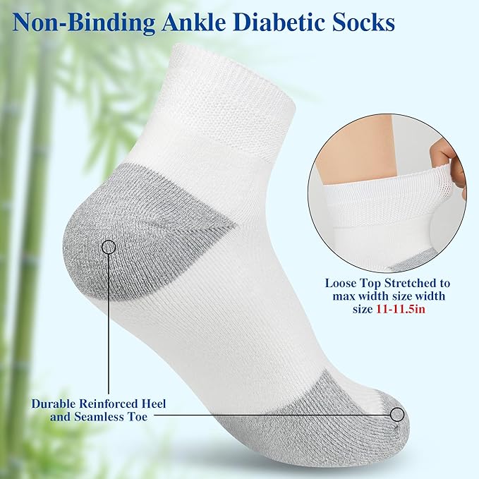 Diabetic Socks for Men,6 Pairs Ankle Mens Diabetic Socks,Diabetic Neuropathy Socks for Men Size 9-11/10-13/13-15.