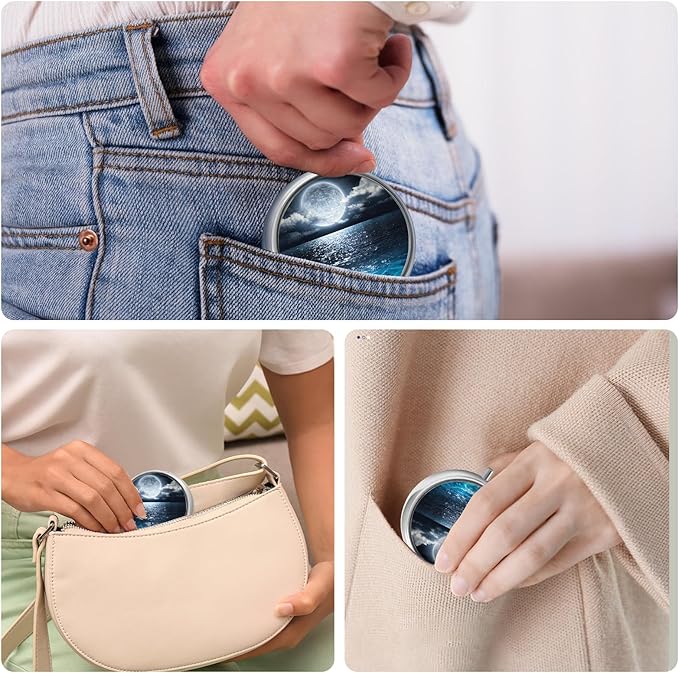 Mini Pill Box, Small Pill Box, Portable Pill Box, Cute Pill Organizer for Vitamins, Medications, Fish Oil and Supplements (Beautiful Starry Sky)