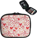 Heart Print Travel Medicine Case Leaves Weekly Pill Organizer Box Washable Small Vitamin Storage Bag Portable Supplement Holder with Zipper