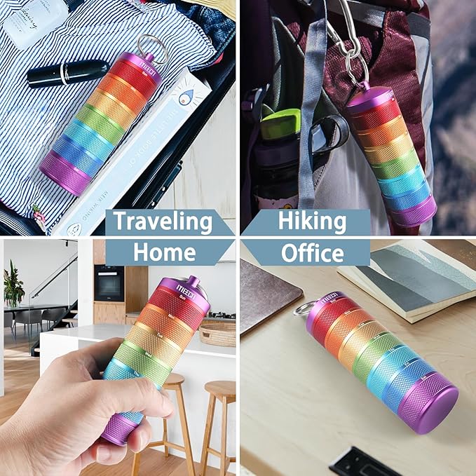 Weekly Metal Pill Organizer for Outdoor Travel, Aluminum, Waterproof, That is Shockproof and Has Large Compartments for Storing Vitamins, Fish Oil, Emergency Pills
