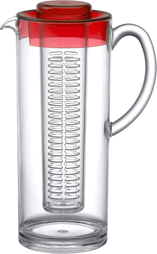 Prodyne Trim Fruit Infusion Pitcher, 60 oz, Red