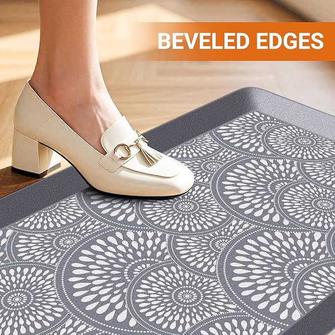 Mattitude 4/5 Inch Kitchen Mat, 24x70in Heavy Duty Ergonomic Comfort Foam Standing Desk Mat, Waterproof Non-Slip Standing Mats and Rugs for Kitchen, Office, Grey