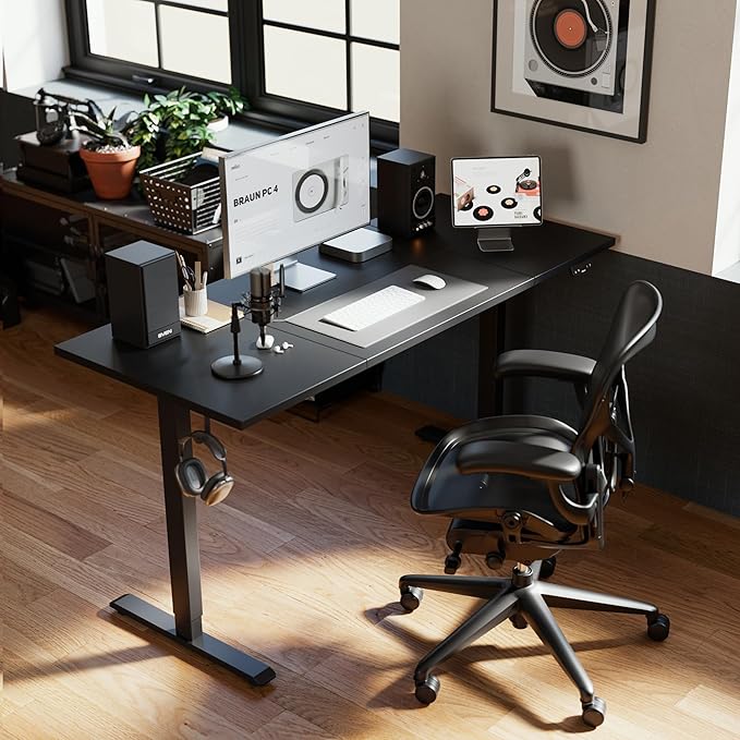 Agilestic Electric Standing Desk, 71 x 24 Inches Height Adjustable Desk, Sit Stand up for Work Office Home, Ergonomic Rising Computer Table with Memory Preset, Black