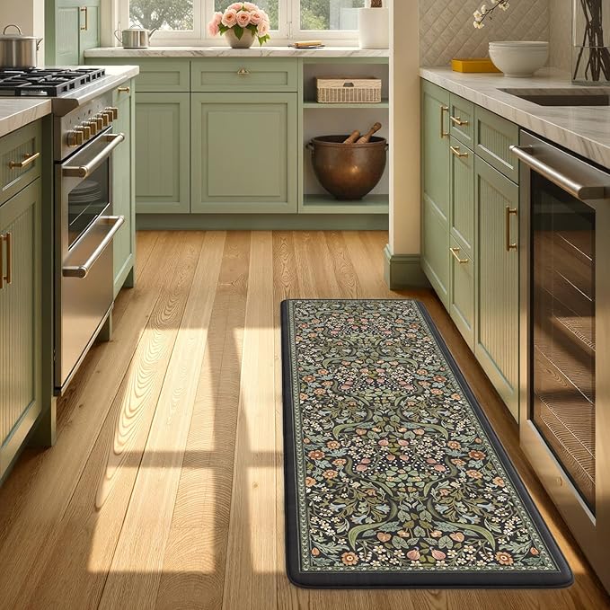Collive Kitchen Mats Cushioned Anti Fatigue, Non Slip Waterproof Kitchen Floor Mat Black Sink Rug, Modern Comfort Desk Standing Rugs for Bedroom, Office, Laundry, 24''x59''