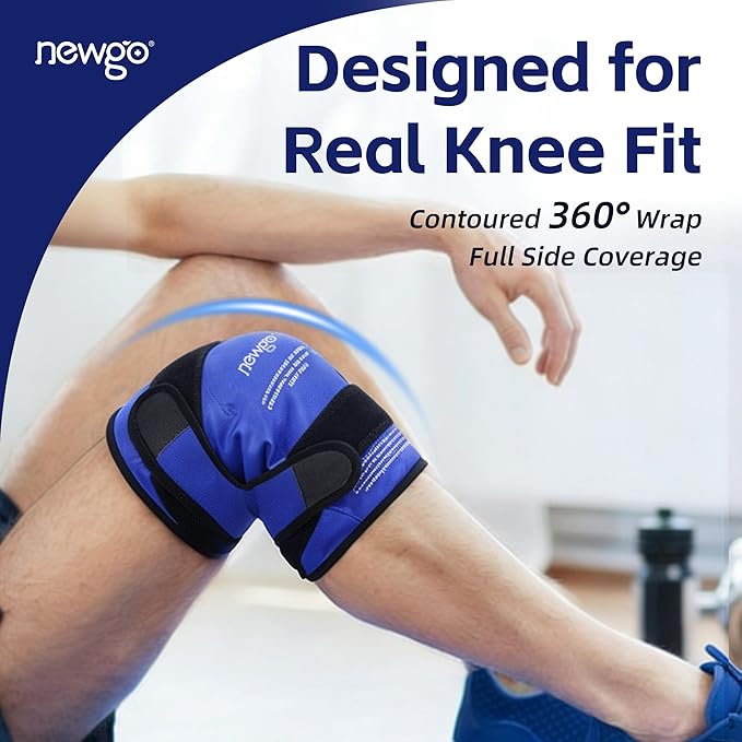 NEWGO Knee Ice Pack Wrap, Ice Pack for Knees Cold Compression Therapy for Knee Replacement Surgery, Arthritis Pain, ACL, Swelling, Sports Injuries (21.7" x 9.8") - Blue