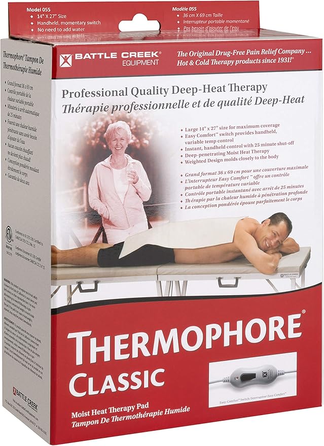 Thermophore Classic Moist Heating Pad Size Large 14" x 27" High Heat pad for Back Pain, muschle Aches, and Recovery- Model 055