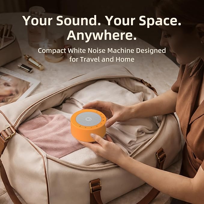 Kipcush White Noise Machine - Soft Non-Glare Nursery Lamp, 30 Soothing Sounds, 8 Color Lights, Max 8-Hour Timer for Baby & Adults (Orange, Standard)