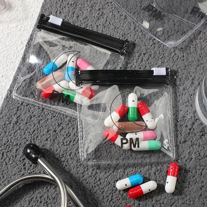 70 Pcs Pill Pouch Bags Zippered Reusable Medicine Pouches Travel Plastic Pill Bags Self Sealing Medicine Organizer with Slide Lock for Medication, Vitamins, Jewelry, Daily Small Items(Vivid Style)