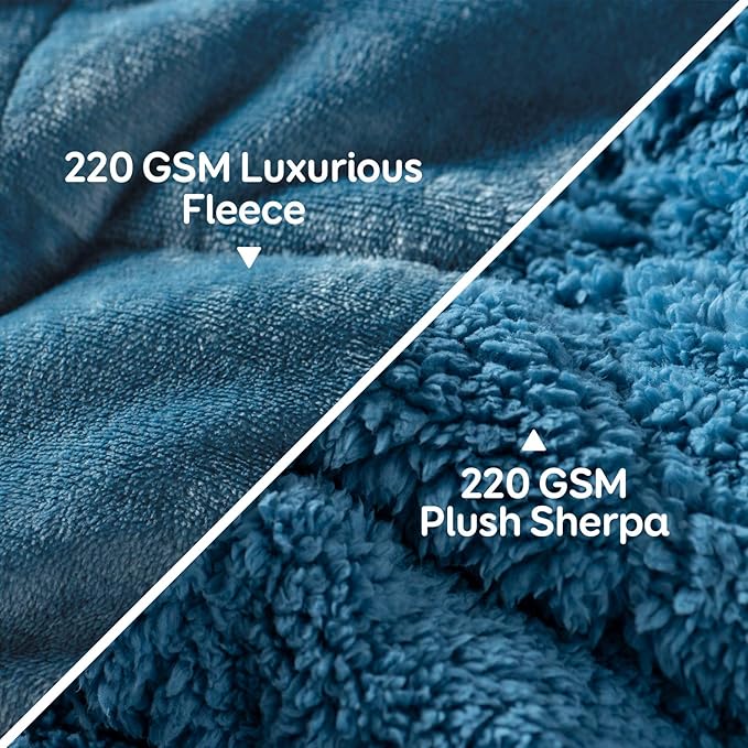 Cottonblue Sherpa Weighted Blanket for Adults Twin Size 15 lbs, Soft Fleece Weighted Throw Blankets 48x72 Inches, Fuzzy Flannel Heavy Blanket Machine Washable for Bed Calming Relaxing, Slate Blue
