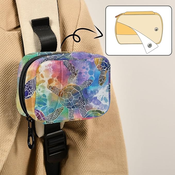 Colorful Watercolor Sea Turtles Cute Pill Organizer Weekly Travel Pill Box 7 Day Large Capacity Pill Dispenser Case with 8 Pill Container Daily Pill Box Organizer Vitamin Holder Pill Bottle Or