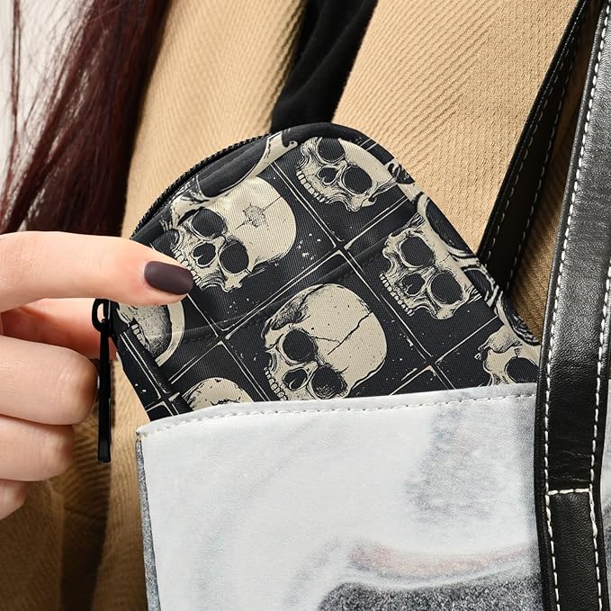 Skull Collection Travel Pill Case, Weekly Pill Boxes 7 Days Portable Pill Organizer Supplement Holder
