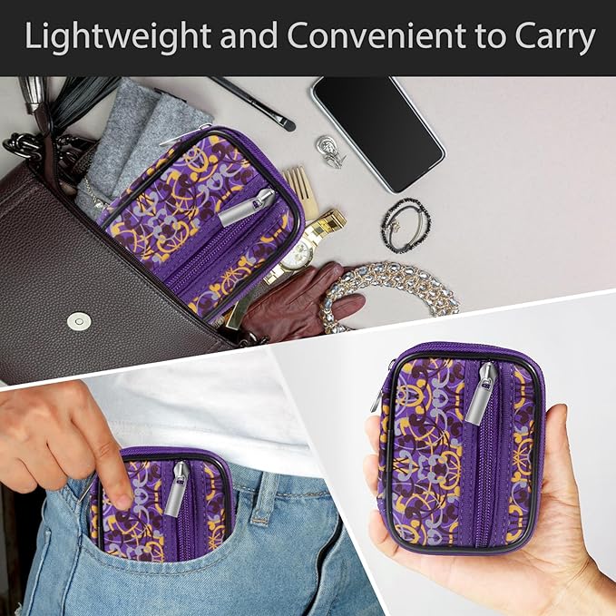 Pill Case Weekly Travel Pill Organizer for Purse with Removable 7 Day Pill Box Premium Neoprene Pill Container for Travel Purse Accessory, Vitamin, Supplement, Small Pieces Arrangement-Purple