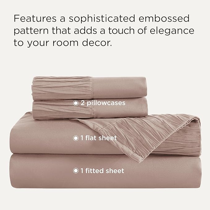 Bedsure California King Sheet Sets - 4 Pieces Soft Cal King Sheets - Breathable & Cooling - Hotel Luxury - Easy Care Polyester Microfiber Bedding for Women, Men, Khaki