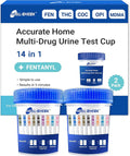 [2 Pack] 14 Panel Multi Drug Test Kit with Fentanyl (FEN), HEAL-CHECK Professional Drug Urine Test Cup for Workplace, Rehab & Home Use –THC, AMP, BUP, BAR, BZO, COC, MET, MDMA, OPI, MTD, OXY, PCP, PPX