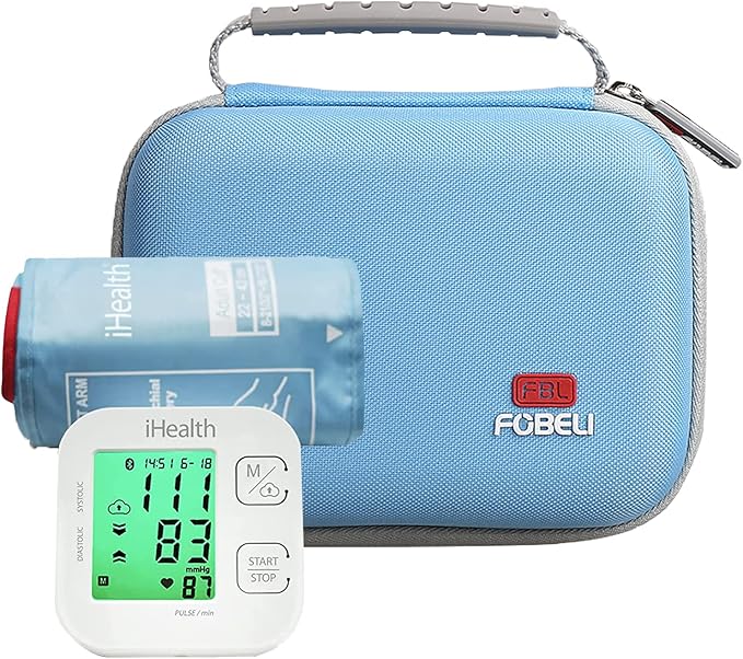 FBLFOBELI Hard Carrying Case Replacement for iHealth Track Smart Upper Arm Blood Pressure Monitor, Bluetooth Blood Pressure Cuff Machine, Protective Travel Storage Bag (Case Only)