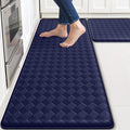 Kitchen Mats, 2PCS Kitchen Rugs, Cushioned Anti Fatigue Kitchen Mats for Floor, Non-Slip Standing Desk Mat, Waterproof Kitchen Rug Set for Kitchen, Floor, Office,17.3"×30"+17.3"×59",Blue