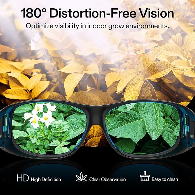 VIVOSUN Indoor Hydroponics Anti UVA and UVB Grow Room Glasses Goggles with Glasses Case, Blue (Pack of 2)