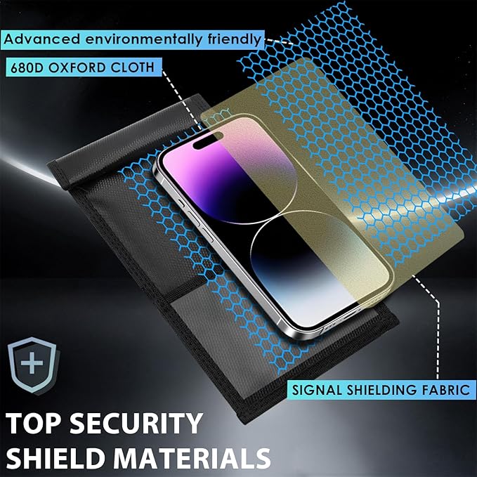 Faraday Bags for Phones, 2 Pack Go Dark Faraday Bags, Magnetic Closure Emf Blocker for Cell Phone Case Signal Blocking Pouch,Military Grade Waterproof Anti-Theft Protection,Anti-Tracking