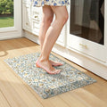KIMODE Anti Fatigue Mats for Kitchen Floor Non Slip,Farmhouse Floral Sink Rug Waterproof for Laundry,Memory Foam Ergonomic Cushioned Carpet for Office,Beige/Blue 17.3"x28"