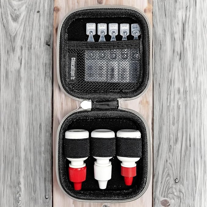 Navan Multi-Functional Eye Drops, Medicine & Travel Accessories Organizer - Hardshell EVA Compact Carry Case - Loops & Mesh Pocket for Daily Pills, Charging Cables & Batteries by Clinical Experts