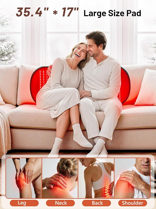 35.4" x 17" Red Light Therapy Mat for Body, 500 LEDs Near Infrared Light Therapy Pad with 90Min Timer, 660nm & 850nm Home Red Light Therapy Blanket for Whole Body Relief, Mood Boost & Sleep Promotion